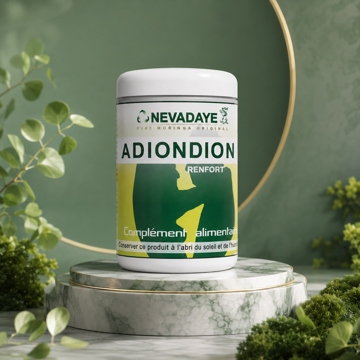 Adiondion Renfort présenté sur un décor vert premium